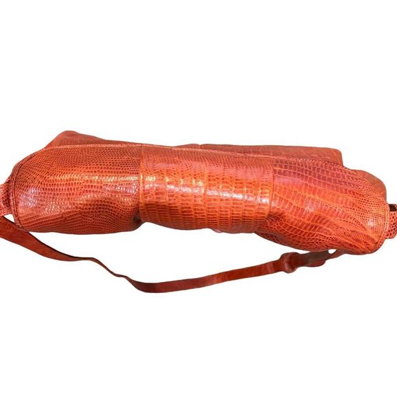 Sharif Vintage Burnt Orange Reptile Shoulder Crossbody Bag Women’s - Picture 4 of 8